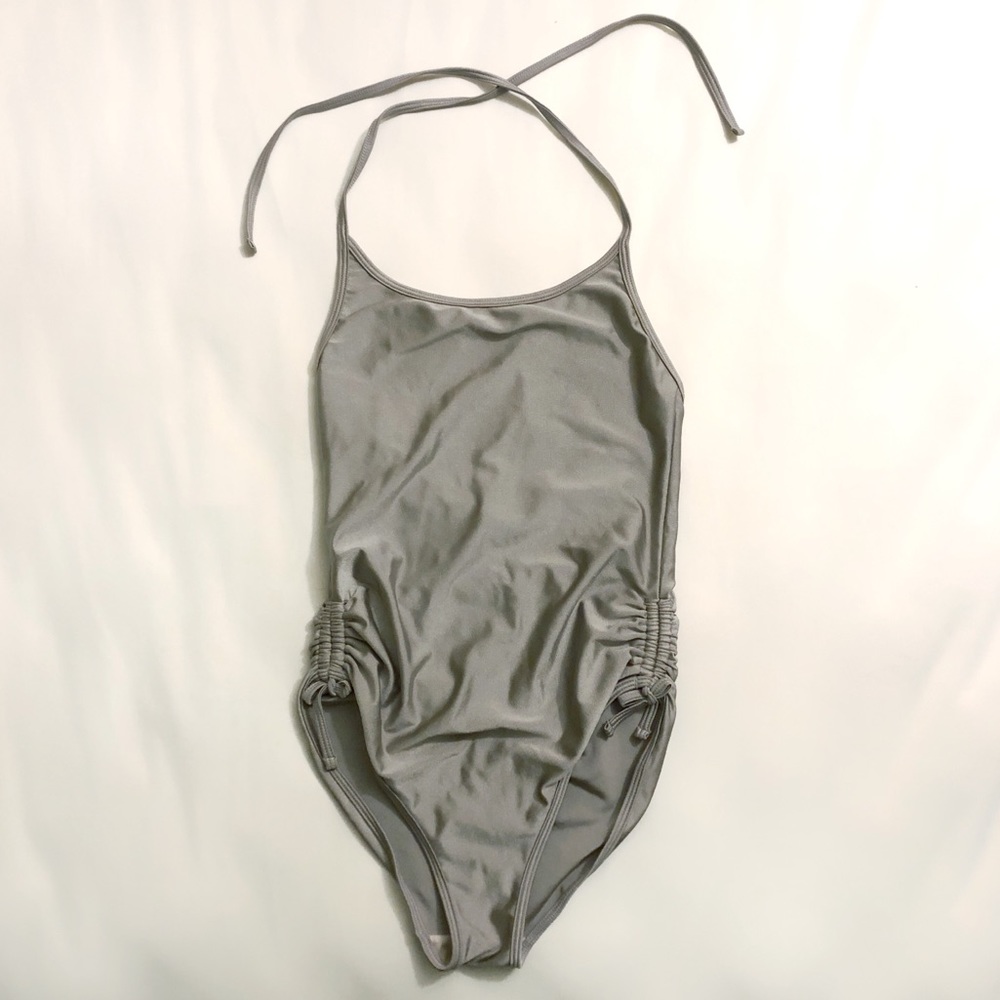 American Apparel Silver One Piece Swimsuit sz M
